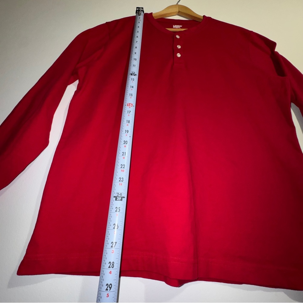 Lands‎ End Red Long Sleeve Henley Super T Shirt Size Large - Picture 7 of 8